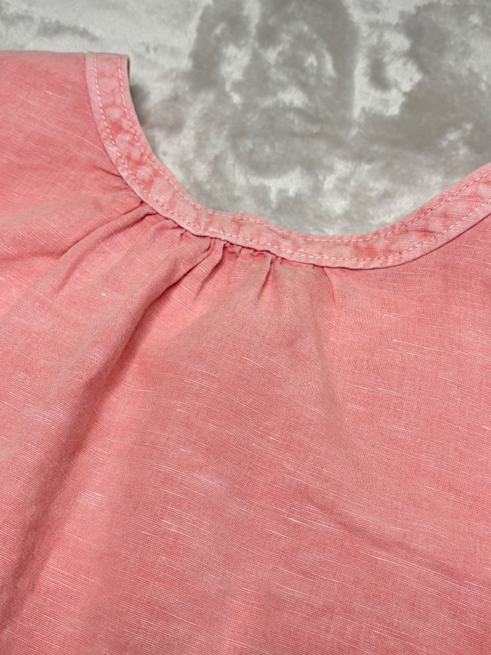 Caslon Button Up Shirt Womens L Pink Linen Cotton Roll Tab Sleeve Band Collar - Picture 4 of 11